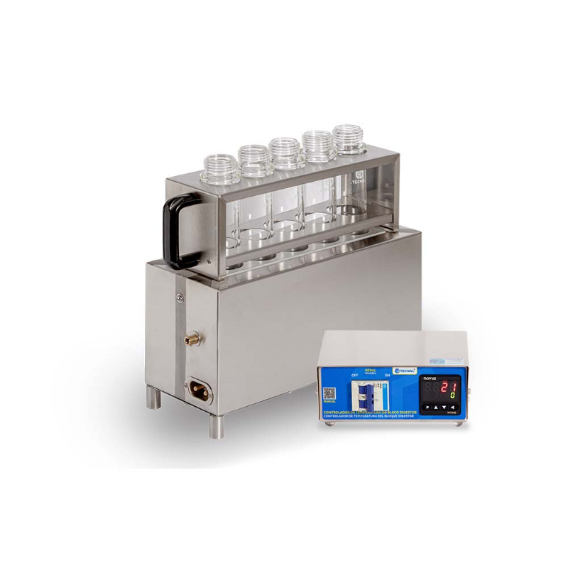Tecnal TE-005/50-04 Yüksek Sıcaklık Digestör Blok (450°C, 5 Tüp Kapasiteli, Dijital PID Kontrollü) -- Protein ve Azot Analizleri İçin